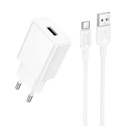 Мережевий зарядний пристрій BOROFONE BA110A Lemi single port charger set (Type-C) (EU) Білий
