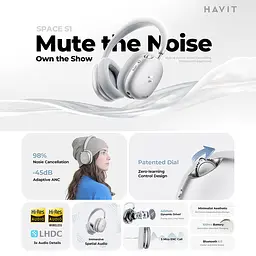 Навушники бездротові накладні Havit H670BT Space S1 ANC срібні (HV-H670BT-SV) - мініатюра 5