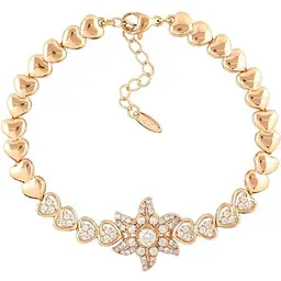 Браслет XUPING Позолота 18K "Квітка і сердечка з цирконієм» розмір з ланцюжком 17.5-20.5см х 6мм (259103)