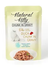 Natural Kitty Chunk in Gravy Chicken, Tuna with Duck вологий корм для котів з качкою, куркою та тунцем, 85 гр