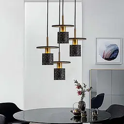 Підвіс Terrazzo Cylinder із сірим бетонним плафоном 20 см в стилі Ар-деко Line.F MJ 162-200 BK