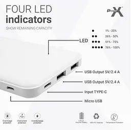 Зовнішній акумулятор Voltronic Power X K521 10000mAh білий - мініатюра 5