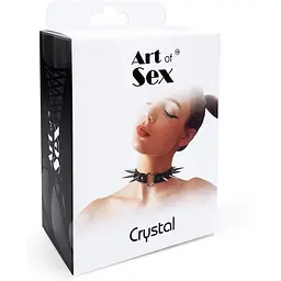 Чокер Art of Sex - Crystal Серце з великими шипами, із натуральної шкіри, колір Чорний - мініатюра 6