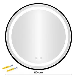 Кругле настінне дзеркало ModernHome Anti-Fog з LED-підсвіткою 80 см. - мініатюра 9
