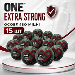 Презервативи ONE Extra Strong 15 ШТ, підвищеної міцності, щільніші та міцніші, гладкІ, латексні, із силіконовою змазкою