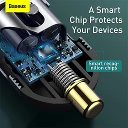 Адаптер автомобильный BASEUS Share Together PPS multi-port Fast charging car charger with cord |2USB/2Type-C, - мініатюра 4