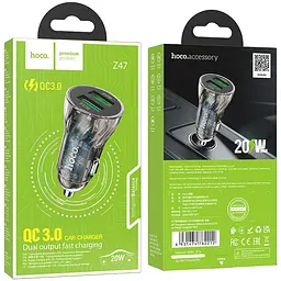Автомобільний зарядний пристрій Hoco Z-47 2xUSB 3.0 чорний - мініатюра 3