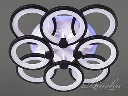 Стельова LED-люстра Diasha 8022/4+4BK 150W, Ø 52×13 см, 3 кольори світла, диммер, пульт