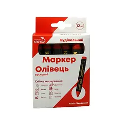 Маркер для розмітки - Універсальна крейда воскова, червоний, 12шт. CW606316 - мініатюра 2