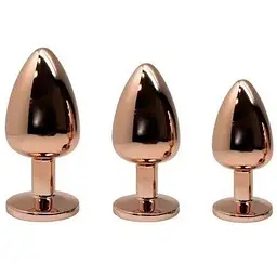 Металева анальна пробка Wooomy Tralalo Rose Gold Plug Magenta M діаметр 3.4 см довжина 8 см - мініатюра 3