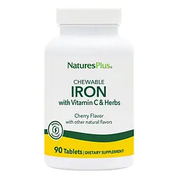 Вітаміни та мінерали Natures Plus Chewable Iron, 90 таблеток