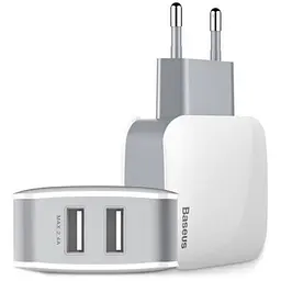 Мережевий зарядний пристрій Baseus Letour 2USB + Red Cable USB to Lightning/XiaomicroUSB/Type-C 2.4A TZCL-D92 White-Silver - мініатюра 5