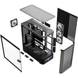 Корпус Modecom VOLCANO AQ500 ARGB MIDI FRONT LCD 6,2”, 4x120mm fans BLACK без БЖ ATX - мініатюра 4