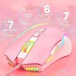 Комп'ютерна мишка Onikuma для ПК і ноутбука CW98 дротова з RGB підсвіткою 6400 DPI 7 кнопок комп’ютерна - мініатюра 3
