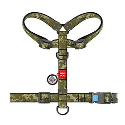 Шлея для собак Waudog Nylon, анатомічна, H-подібна, з QR паспортом, S, 30-40х30-50х1,5 см, Мілітарі - мініатюра 2