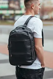 Чоловічий рюкзак для ноутбука та документів з натуральної шкіри Tiding Bag B2-37342A чорний - мініатюра 8