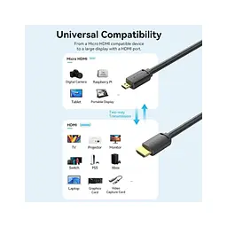 Кабель мультимедійний HDMI M to HDMI micro M 1.0m 4K60Hz black Vention (AGIBF) - мініатюра 6