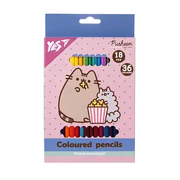 Олівці кольорові YES Pusheen 18/36 кольорів (290769)