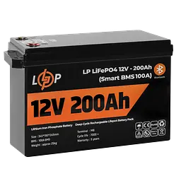 Акумулятор LP LiFePO4 12V (12,8V) - 200 Ah (2560Wh) (Smart BMS 100А) з BT пластик для ДБЖ - мініатюра 4