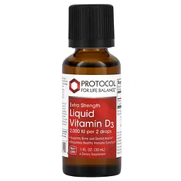 Вітамін D3, Liquid Vitamin D3, підвищена сила, 2000 МО, 30 мл Protocol For Life Balance vit0003265