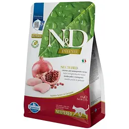 Беззерновий сухий корм для стерилізованих кішок Farmina N&D Prime Grain Free Chicken & Pomegranate Neutered Adult із куркою та гранатом 300 г