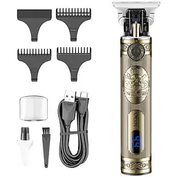 Професійний бездротовий тример для волосся VGR Professional Hair акумуляторний, з LED дисплеєм, 2000 mAh USB, Золотистий - мініатюра 3