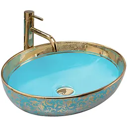 Умивальник Rea Margot gold/blue накладний REA-U8709, Синий
