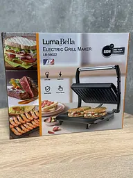 Гриль електричний притискний Luma Bella LB-58022 антипригарне покриття 850Вт Чорний із сірим - мініатюра 5