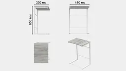 Столик Террі Ferrum-decor 650x440x330 Білий метал ДСП Бетон 16 мм (FRD-104661) - мініатюра 6