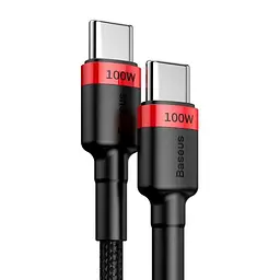 Кабель Baseus Cafule Type-C to Type-C PD2.0, 100W 5A 20V 2 м Чорний/Червоний (CATKLF-AL91) - мініатюра 1