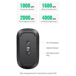 Миша Ugreen MU001 Portable Wireless Mouse (Black) (UGR-90372) - мініатюра 10