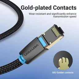 Патч-корд 5м, S/FTP cat 8 RJ-45 COPPER black Vention (IKGBJ) - мініатюра 7