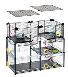 Модульна клітка для хом'яків та мишей Ferplast Multipla Hamster Crystal з аксесуарами чорна 72.5x37.5x62 см 57007617 - мініатюра 5