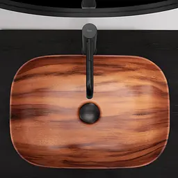 Умивальник Rea Belinda wood mat накладний REA-U5051, Коричневий - мініатюра 3