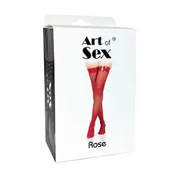 Панчохи в дрібну сітку з лакованою коронкою Art of Sex - Rose, колір чорний з ефектом голограми, М - мініатюра 3
