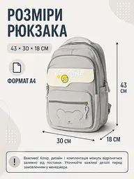 Підлітковий шкільний рюкзак 43×30×18 см для навчання та міста, 2 відділення, 2 передні кишені й антивор, сірий (49676342) - мініатюра 3