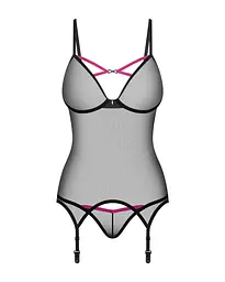 Комплект корсет і стрінги Obsessive Novenes XL/2XL чорний - мініатюра 2