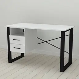 Письмовий стіл із ящиками Ferrum-decor Оскар 750x1200x600 метал Чорний ДСП Біле 16 мм (FRD-103213) - мініатюра 2