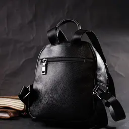 Компактний стильний рюкзак з натуральної шкіри Vintage 22434 чорний - мініатюра 10