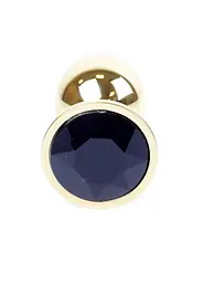 Металева анальна пробка з кристалом Boss Jewellery Gold Plug 7 см (чорний) - мініатюра 3