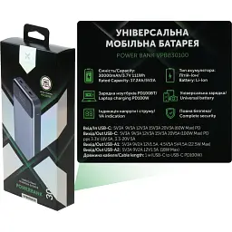 Батарея універсальна Vinga 30000 mAh 100W Display VA Grey (Li-Ion) (VPBB30100) - мініатюра 8