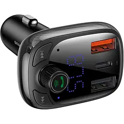 Автомобільний зарядний пристрій Baseus FM Launcher S-13 2USB + Type-C black (CCMT000101)