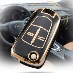 Чохол ключа Opel чорний+золота окантовка TPU