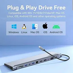 Док-станція - хаб Vention 12in1 Usb 3.1 Type-C на DP / HDMI / VGA / RJ45 (THSHC) - мініатюра 2