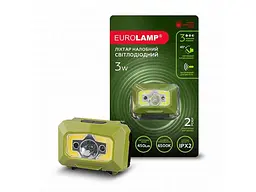 Ліхтар налобний EUROLAMP 6500K 3хААА 3W COB Red Light