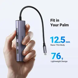 Концентратор Ugreen USB-C to HDMI + 3xUSB 3.0 + PD CM511 gray (15596) - мініатюра 3