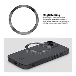 Чехол-накладка для Apple iPhone 15, Replica MagSafe, черный, противоударный защитный чехол с магнитным кольцом MagSafe, защита всего корпуса, TPU+PC, зеркальный, выступающий бортик вокруг экрана, ArmorStandart (ARM76222) - мініатюра 4