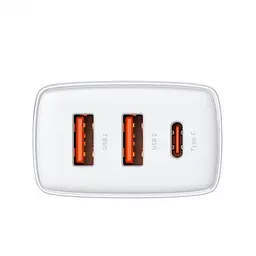 Мережевий зарядний пристрій Baseus Compact Quick Charger 2USB + 1Type-C 30W CCXJ-E02 White - мініатюра 3