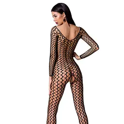 Бодістокінг Passion BS068 black, комбінезон, велика сітка, довгий рукав - мініатюра 2
