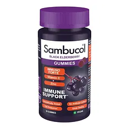 Екстракт чорної бузини, вітамін C і цинк Sambucol Black Elderberry Immuno Forte, 30 желейок для підтримки імунної системи